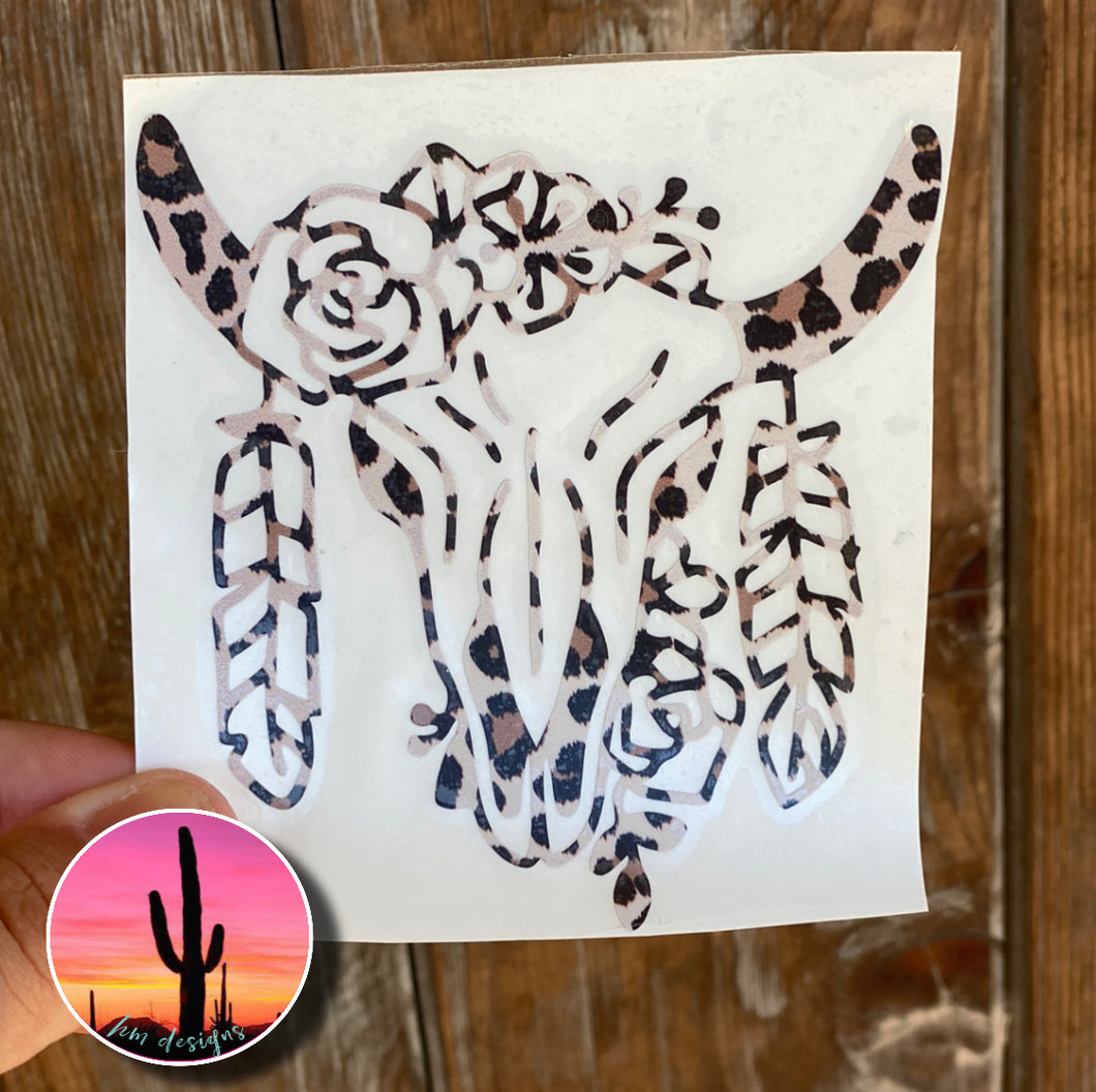 Leopard Print Bull Decal