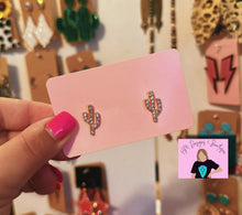 Load image into Gallery viewer, Rhinestone Cactus Studs
