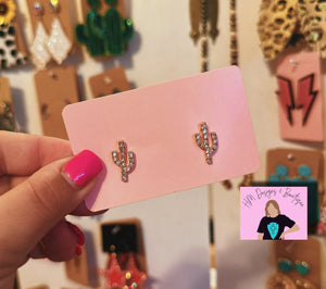 Rhinestone Cactus Studs