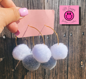 Steele Pom Earrings